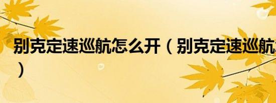 别克定速巡航怎么开（别克定速巡航怎么使用）