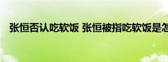 张恒否认吃软饭 张恒被指吃软饭是怎样的