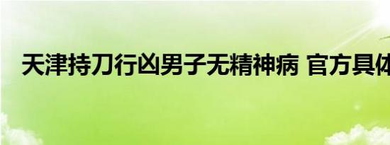 天津持刀行凶男子无精神病 官方具体通报