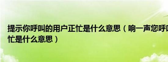提示你呼叫的用户正忙是什么意思（响一声您呼叫的用户正忙是什么意思）