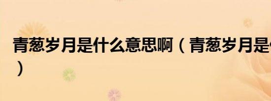 青葱岁月是什么意思啊（青葱岁月是什么意思）