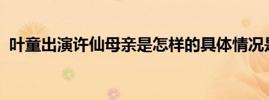 叶童出演许仙母亲是怎样的具体情况是什么
