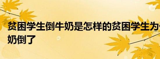贫困学生倒牛奶是怎样的贫困学生为什么把牛奶倒了