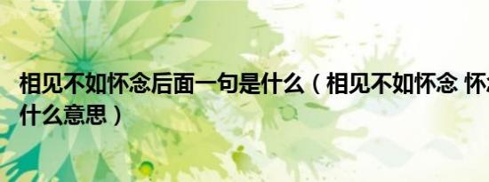 相见不如怀念后面一句是什么（相见不如怀念 怀念不如忘却什么意思）