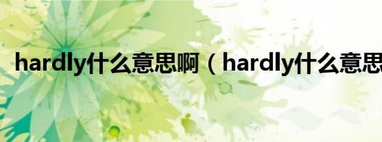 hardly什么意思啊（hardly什么意思中文）