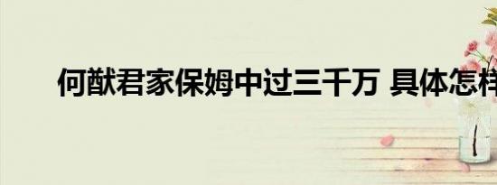 何猷君家保姆中过三千万 具体怎样的