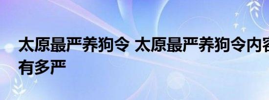 太原最严养狗令 太原最严养狗令内容是怎样有多严