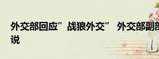 外交部回应”战狼外交” 外交部副部长这样说