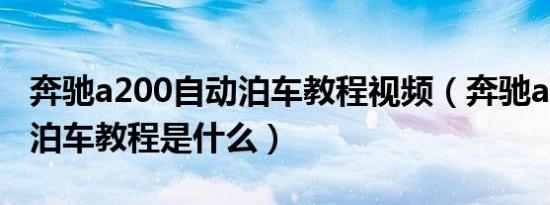 奔驰a200自动泊车教程视频（奔驰a200自动泊车教程是什么）