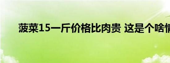 菠菜15一斤价格比肉贵 这是个啥情况