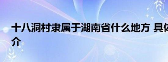 十八洞村隶属于湖南省什么地方 具体资料简介