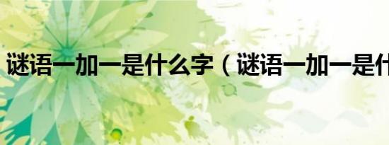 谜语一加一是什么字（谜语一加一是什么字）