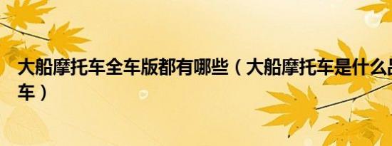 大船摩托车全车版都有哪些（大船摩托车是什么品牌的摩托车）