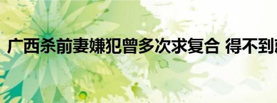 广西杀前妻嫌犯曾多次求复合 得不到就毁掉