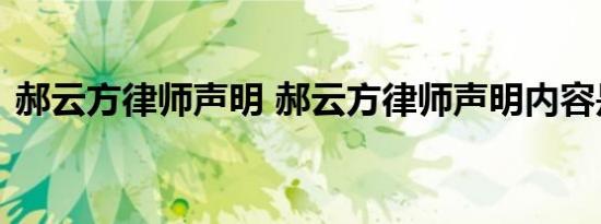 郝云方律师声明 郝云方律师声明内容是什么