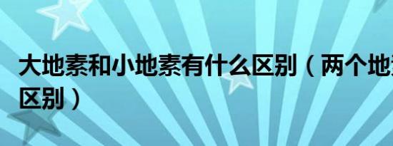 大地素和小地素有什么区别（两个地素有什么区别）
