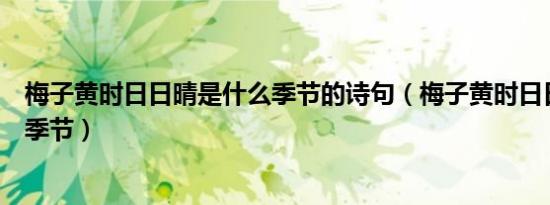 梅子黄时日日晴是什么季节的诗句（梅子黄时日日晴是什么季节）