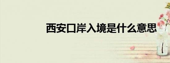 西安口岸入境是什么意思