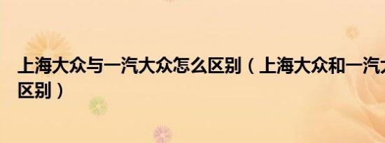 上海大众与一汽大众怎么区别（上海大众和一汽大众有什么区别）