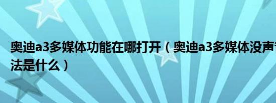 奥迪a3多媒体功能在哪打开（奥迪a3多媒体没声音的解决办法是什么）