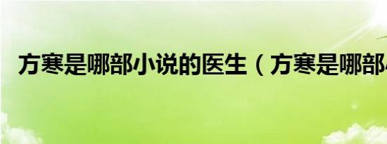 方寒是哪部小说的医生（方寒是哪部小说）
