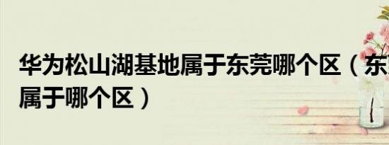 华为松山湖基地属于东莞哪个区（东莞松山湖属于哪个区）