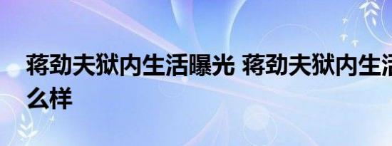 蒋劲夫狱内生活曝光 蒋劲夫狱内生活条件怎么样