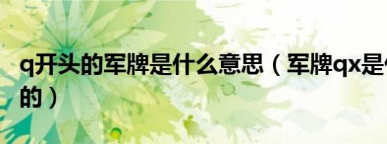q开头的军牌是什么意思（军牌qx是什么部队的）