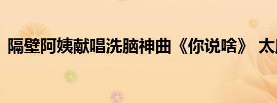 隔壁阿姨献唱洗脑神曲《你说啥》 太魔性了