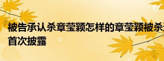 被告承认杀章莹颖怎样的章莹颖被杀过程细节首次披露