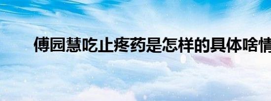 傅园慧吃止疼药是怎样的具体啥情况