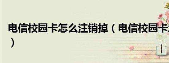 电信校园卡怎么注销掉（电信校园卡怎么注销）