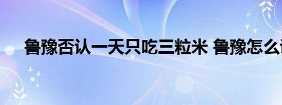 鲁豫否认一天只吃三粒米 鲁豫怎么说的