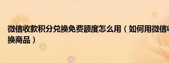 微信收款积分兑换免费额度怎么用（如何用微信收款积分兑换商品）