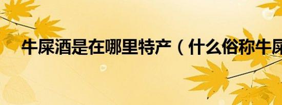 牛屎酒是在哪里特产（什么俗称牛屎酒）
