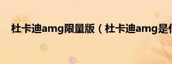 杜卡迪amg限量版（杜卡迪amg是什么）