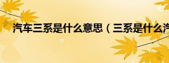 汽车三系是什么意思（三系是什么汽车）