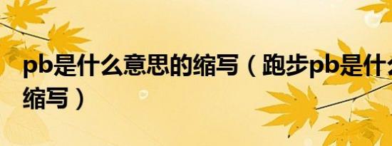 pb是什么意思的缩写（跑步pb是什么意思的缩写）