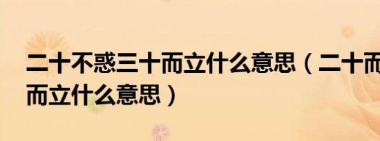 二十不惑三十而立什么意思（二十而冠 三十而立什么意思）