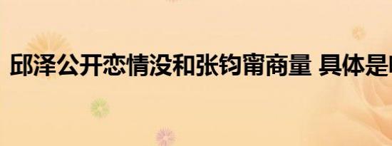 邱泽公开恋情没和张钧甯商量 具体是啥情况