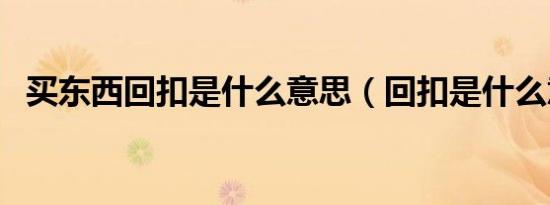 买东西回扣是什么意思（回扣是什么意思）