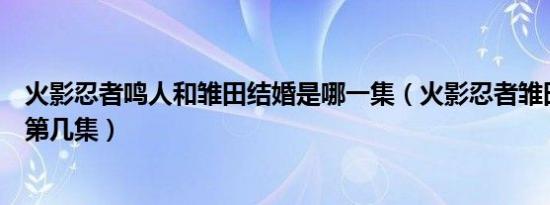 火影忍者鸣人和雏田结婚是哪一集（火影忍者雏田旗袍是在第几集）