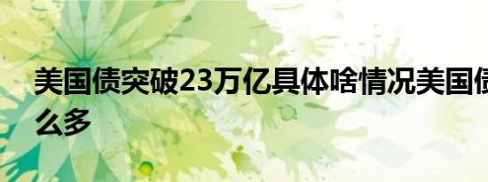 美国债突破23万亿具体啥情况美国债突破这么多