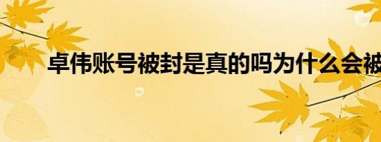 卓伟账号被封是真的吗为什么会被封