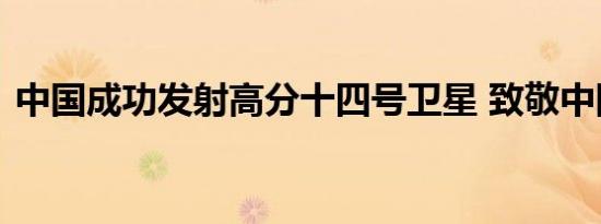中国成功发射高分十四号卫星 致敬中国航天