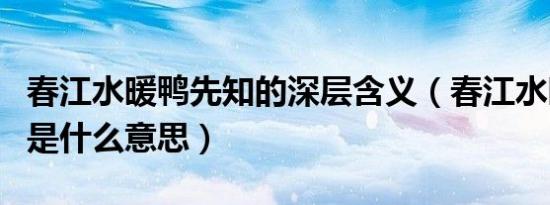 春江水暖鸭先知的深层含义（春江水暖鸭先知是什么意思）