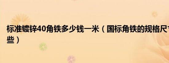 标准镀锌40角铁多少钱一米（国标角铁的规格尺寸都包括哪些）