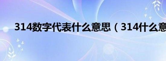 314数字代表什么意思（314什么意思）