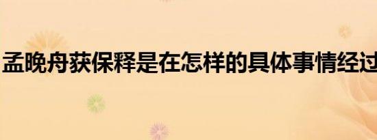 孟晚舟获保释是在怎样的具体事情经过是什么