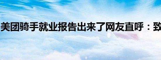 美团骑手就业报告出来了网友直呼：致敬骑士